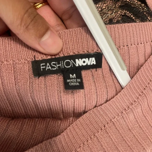 Fashion Nova Dusty Rose Ribbed Wrap Knit Dress - Picture 3 of 3